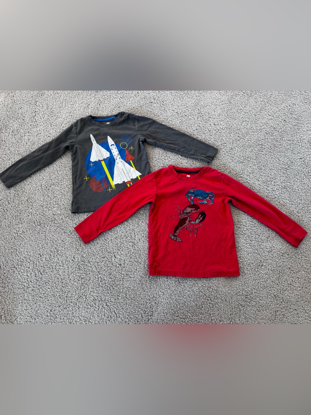 TWO Tea Collection Long Sleeve Shirts, Rockets, Lobster, Crab, Size 5